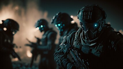 Sci-Fi Desert Night Patrol | Generative AI Image