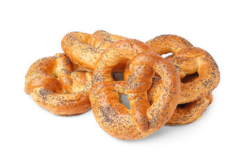 Tasty pretzels isolated on white background