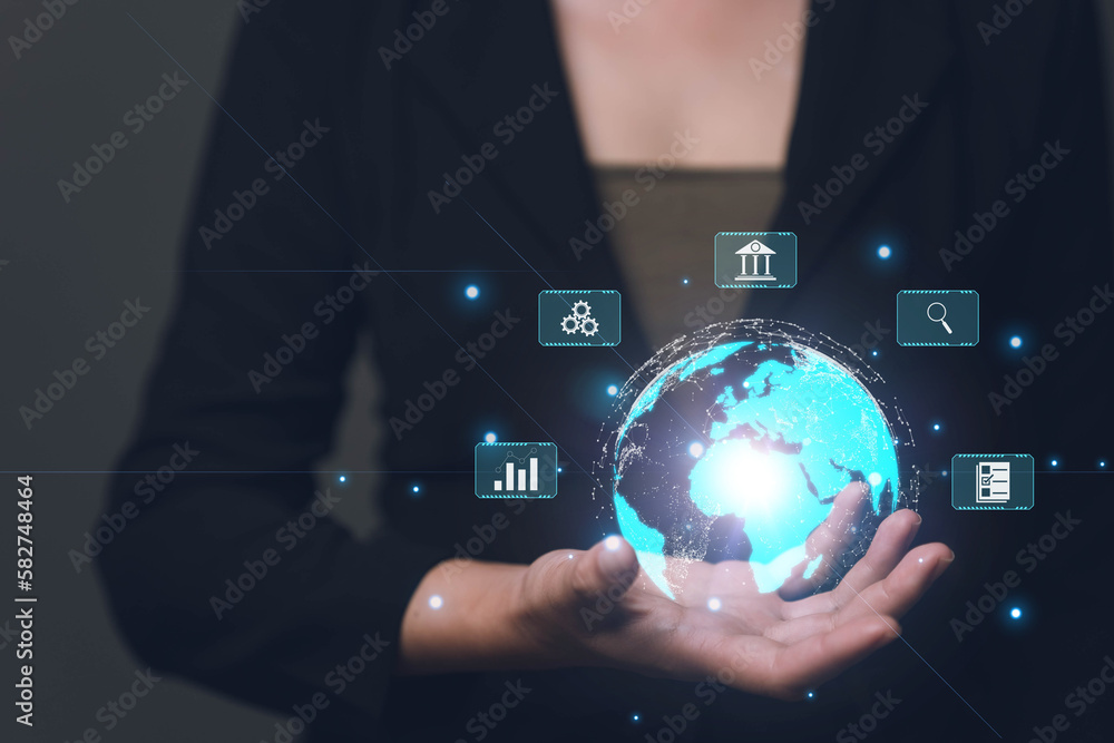 Aufkleber virtual global internet concept world-class internet connection application technology for business 