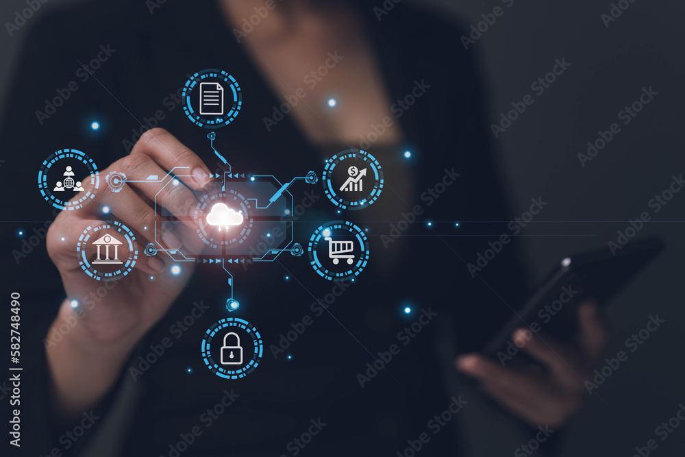 Poster cloud technology concept. mass storage. the concept of network connection and internet service. onli