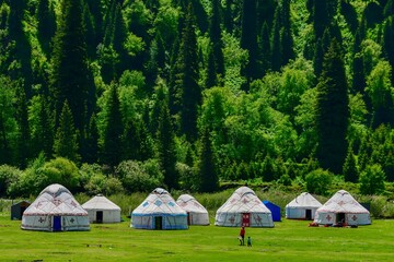 Kazakh yurts in Bayinbulak Swan Lake Reserve, Xinjiang