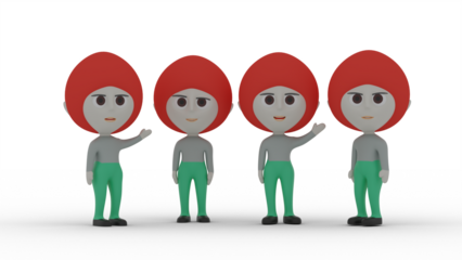 3d people in a row
