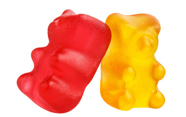 Colorful jelly gummy bears cut out