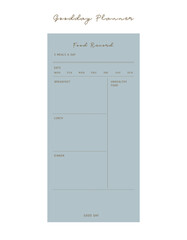Food Record  memo Planner template.  