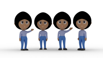 3d people in a row
