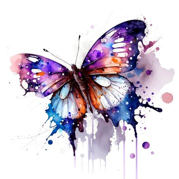 Beautiful watercolor butterfly, generative ai