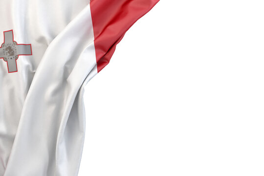 Flag of Malta in the corner on white background. 3D rendering. Isolated