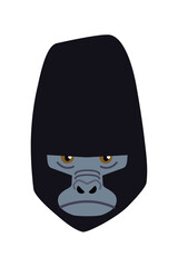 ape gorilla head brown eyes - flat design