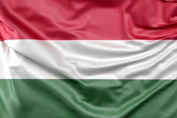 Ruffled Flag of Hungary. 3D Rendering