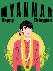 Myanmar Songkran Festival, characters, traditional costumes, material