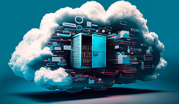 symbolic illustration of cloud storage .Generative ia.