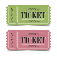 Green and pink retro-style tickets for business and personal creativity 