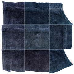 Collection of blue leather textures