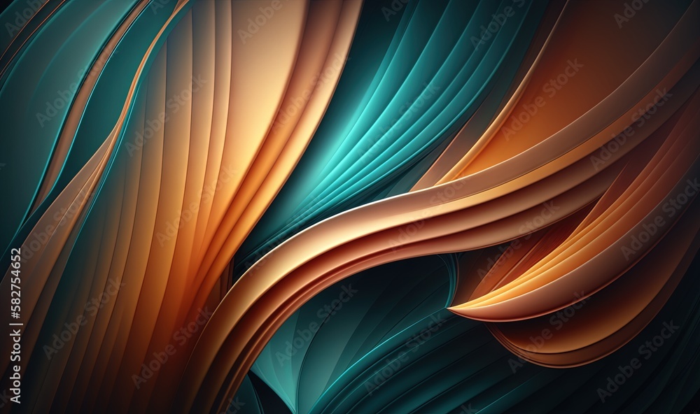 Poster a colorful abstract background with wavy lines and curves on a black background with a blue, orange,