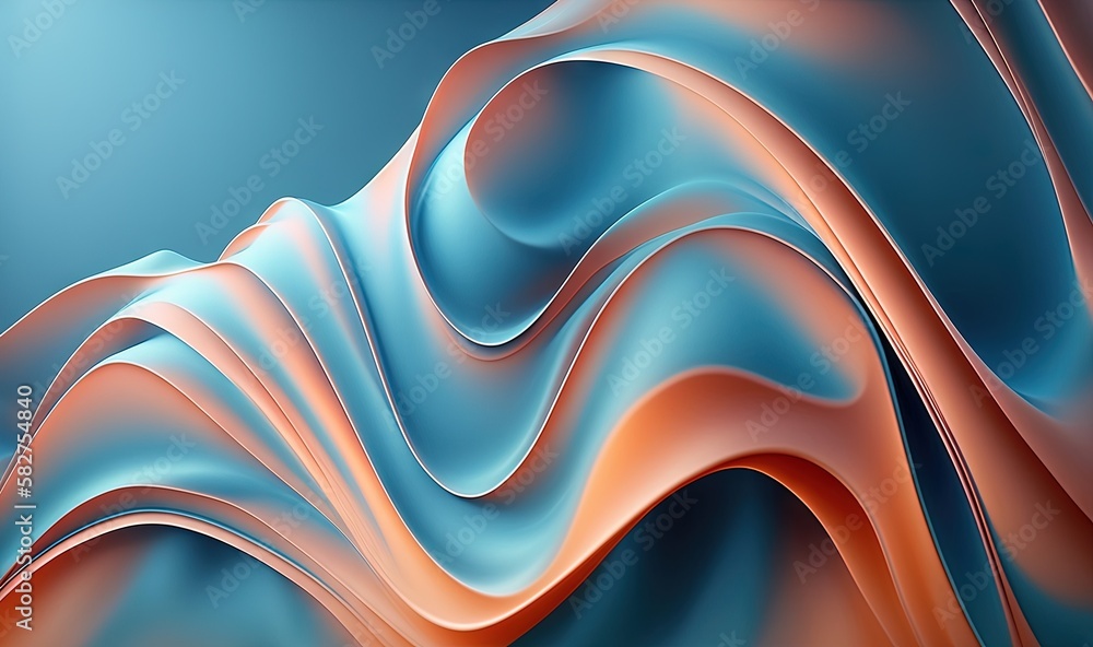 Poster a blue and orange abstract background with wavy lines, creating a mesmerizing effect the colors blen
