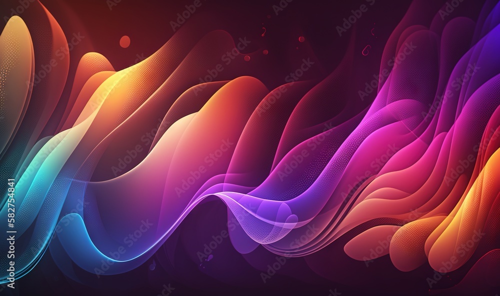 Poster a colorful abstract background with wavy lines and curves on a black background with a red center an