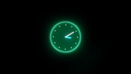 Neon clock icon .
