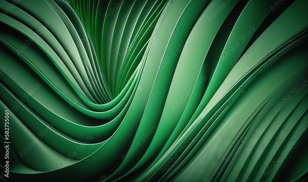 Poster a green abstract background with wavy lines in the middle of it and a black background with a white 