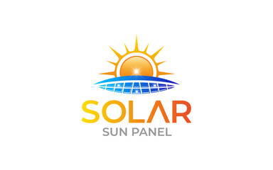 Illustration vector graphic of sun energy solar panels logo design template