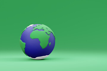 Global recycling and caring for our world. Cartoon style Earth, 3D Illustration