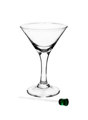 Empty martini glass on white