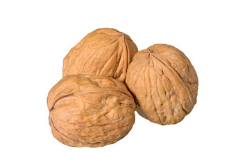 Whole walnuts on white