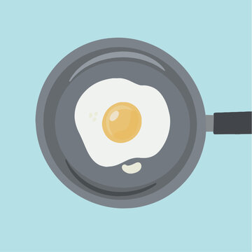 Illustration of cooking fried egg sunny side up on a pan vector image