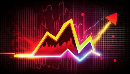 Naklejka premium illustration Business success and growth concept.Stock market business graph chart on digital screen.Forex market, Gold market. Generative AI.
