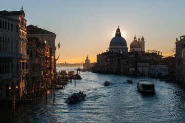 Fototapeta na wymiar Aerial view of cityscape Venice during sunset