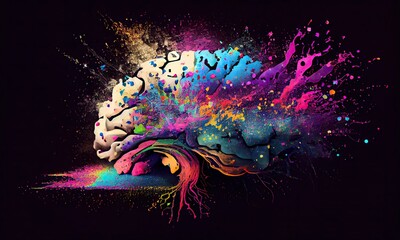 A colorful image of a brain, generative AI