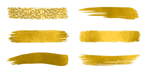 Collection of gold paint, brush strokes – vector for stock