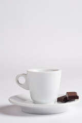Coffee cup with chocolate  on a white background.Cup of espresso.