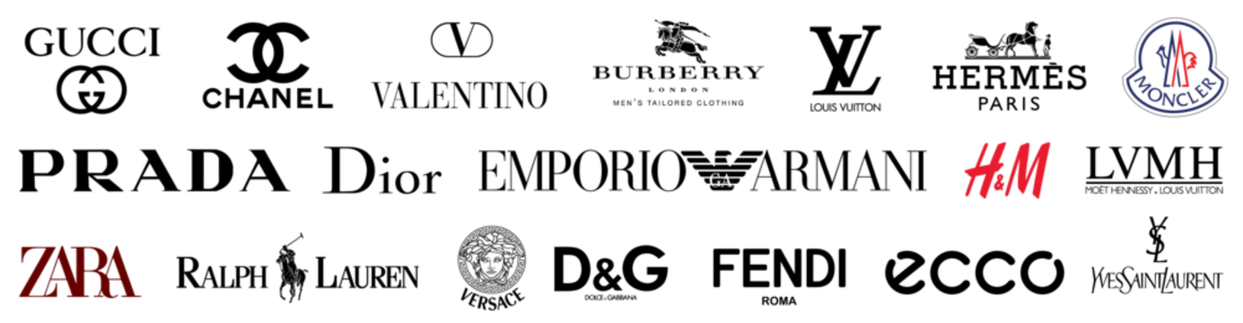Kiev, Ukraine - March 19, 2023: Set top most popular clothing dress brands  logo company: Louis Vuitton, GUCCI, Coco Chanel, Hermes, Prada, Versace,  Armani, Ralph Lauren, Fendi... Editorial vector Stock Vector | Adobe Stock