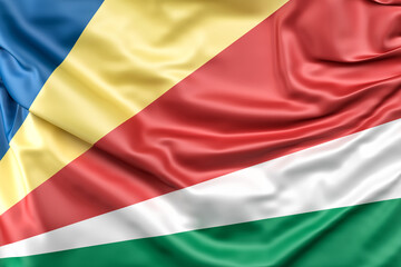 Ruffled Flag of Seychelles. 3D Rendering