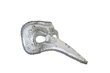 Venetian mask silver, isolated on white