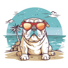 summer bulldog bulldog vector svg