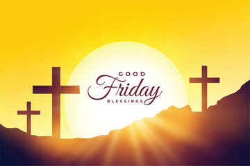 traditional good friday background with sun and cross design - obrazy, fototapety, plakaty