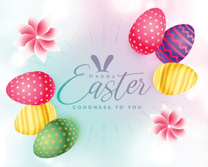 lovely easter seasonal card with 3d colorful eggs and flower