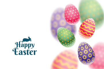 happy easter event card with 3d colorful eggs in blur style