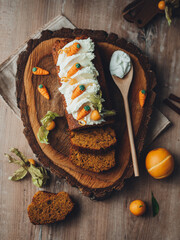 carrot cake with whipped cream