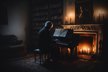 man playing piano, generative ai