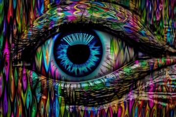 Obraz premium Colourful Eye in Peack Colours - Generative AI