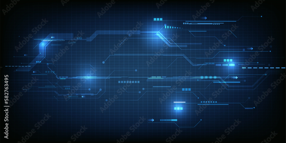 Poster vector illustrations of futuristic digital innovation and technology with digital element and grid l