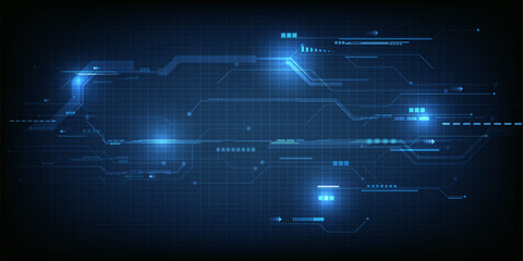Vector illustrations of futuristic digital innovation and technology with digital element and grid line circuit network for advertising and game artwork.Future tech design concepts.