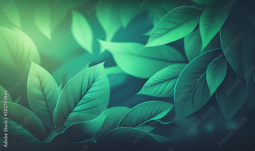 Aufkleber a green leafy background with a blurry image of leaves on the left side of the image and a green bac