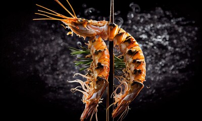A shrimp is on a stick, generative AI