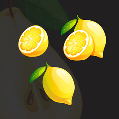 Yellow Juicy Bright Fresh Ripe Lemon Vector Illustration