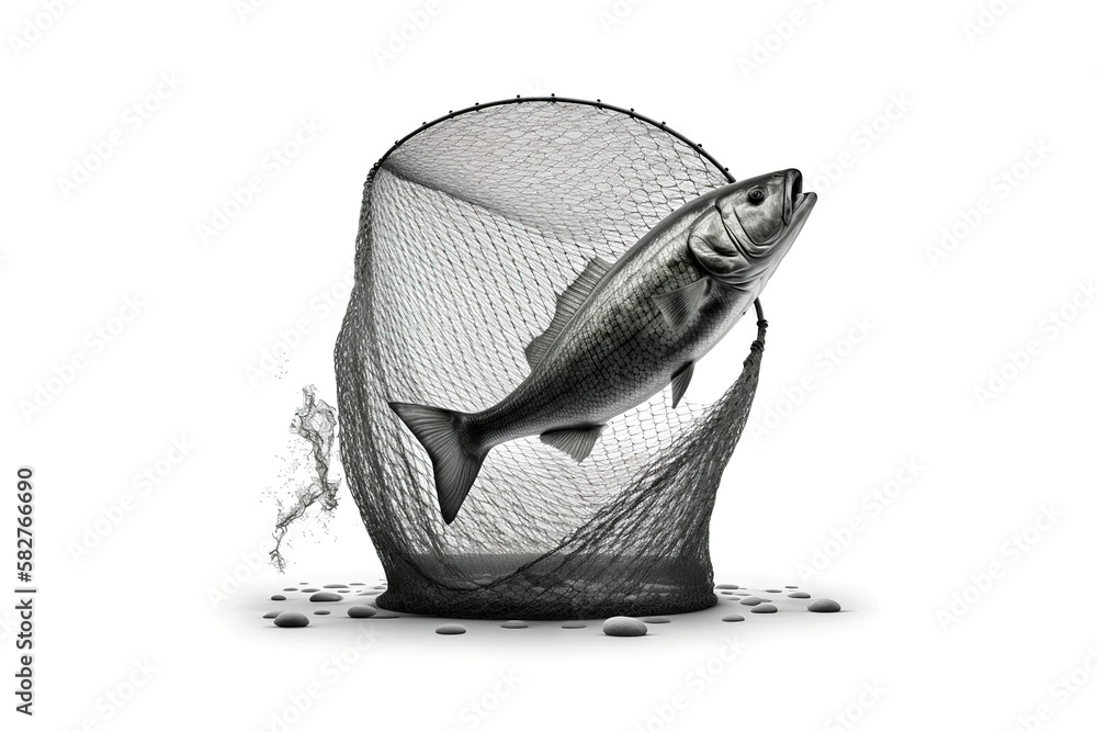 Poster fishing net is isolated on a white background. generated by AI