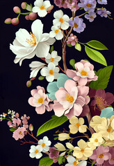 Flowers ornamental Illustration, ai generated, generative Ai 