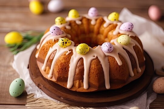 Carrot cake for Easter Celebration Festive Background generative ai